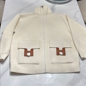 Brand new Hermes extremely popular h pocket sweater cardigan wool